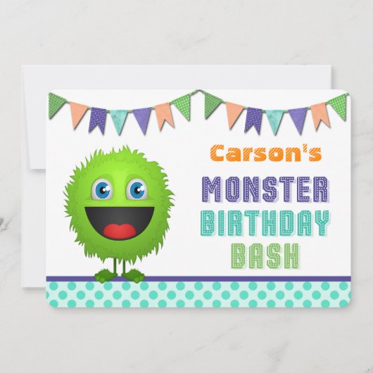 Cute Monster Birthday Bash Kaart (Voorkant)