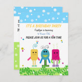 Cute Monster Birthday Invitation Kaart (Voorkant / Achterkant)