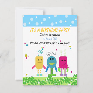 Cute Monster Birthday Invitation Kaart