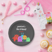 Cute Monster Birthday Papieren Bordje (Feest)