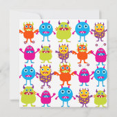Cute Monster Birthday Party Invitation Sjablonen Kaart (Achterkant)