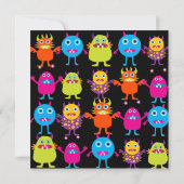 Cute Monster Birthday Party Invitation Sjablonen Kaart (Achterkant)