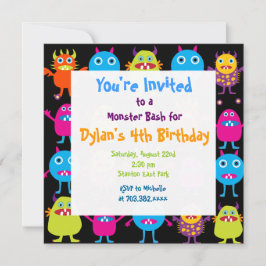 Cute Monster Birthday Party Invitation Sjablonen Kaart