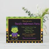 Cute Monster Boy Halloween Costume Party Kaart (Staand voorkant)