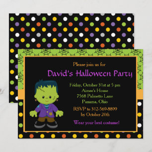 Cute Monster Boy Halloween Costume Party Kaart
