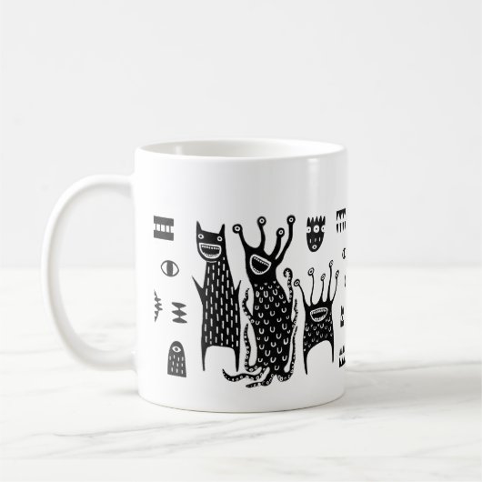 Cute Monster Coffee Mok – Kawaii Grappige Keramisc (Links)