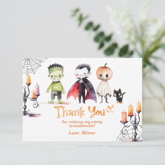 Cute Monster Costume feest Halloween dank je Bedankkaart (Staand voorkant)