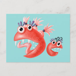 Cute Monster Crazy Funny Kinder Briefkaart