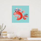Cute Monster Crazy Funny Kinder Poster (Keuken)