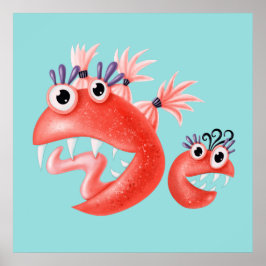 Cute Monster Crazy Funny Kinder Poster