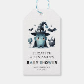 Cute Monster Fall Halloween Blue Coed Baby Shower Cadeaulabel (Voorkant)