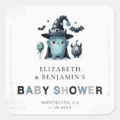 Cute Monster Fall Halloween Blue Coed Baby Shower Vierkante Sticker (Voorkant)