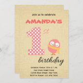 Cute Monster First Birthday Invitation Kaart (Voorkant / Achterkant)