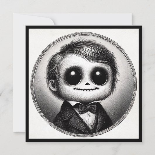 Cute Monster Griezeld Griezende Antieke Illustrati Kaart (Voorkant)
