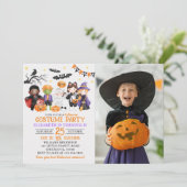 Cute Monster Halloween Costume Party With Photo Kaart (Staand voorkant)