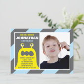 Cute Monster Invitation Boy Kaart (Staand voorkant)
