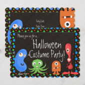Cute Monster Kinder Halloween Costume Party Kaart (Voorkant / Achterkant)