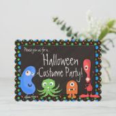 Cute Monster Kinder Halloween Costume Party Kaart (Staand voorkant)