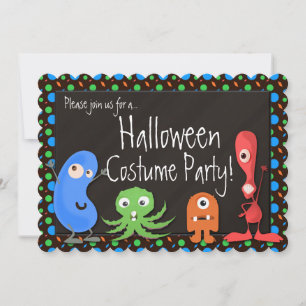 Cute Monster Kinder Halloween Costume Party Kaart