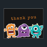 Cute Monster Mash Kids Birthday Party Hartelijk da Briefkaart<br><div class="desc">Dit moderne verjaardagsfeest bedankt je dat je leuke monsterillustraties en een netelig,  triest type hebt. Dit is de perfecte dankjewel voor een leuk,  modern verjaardagsfeestje voor kinderen. Zie het gehele collectie hieronder... </div>