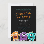 Cute Monster Mash Kids Birthday Party Kaart (Voorkant)