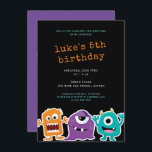 Cute Monster Mash Kids Birthday Party Kaart<br><div class="desc">Dit moderne verjaardagsfeest nodigt schattige monsterillustraties uit en een netelig,  triest type. Dit is de perfecte uitnodiging voor een leuk,  modern verjaardagsfeestje voor kinderen. Zie het gehele collectie hieronder... </div>