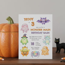 Cute Monster Mash Verjaardagsfeest Kinderen Hallow