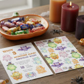 Cute Monster Mash Verjaardagsfeest Kinderen Hallow Kaart