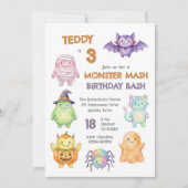 Cute Monster Mash Verjaardagsfeest Kinderen Hallow Kaart (Voorkant)