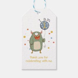  Cute Monster met ballonvaardag Cadeaulabel