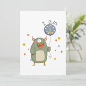  Cute Monster met ballonvaardag Kaart (Staand voorkant)
