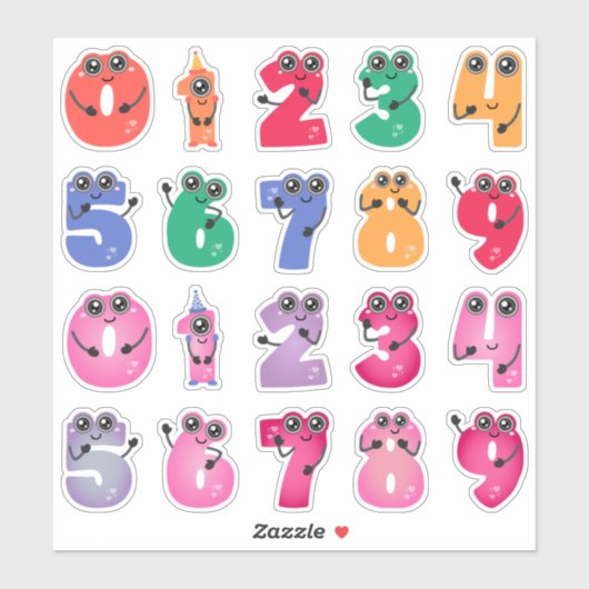 Cute Monster Numbers Sticker (Vel)