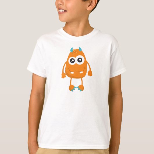 Cute Monster, Oranje Monster, Funny Monster, Horns T-shirt (Voorkant)
