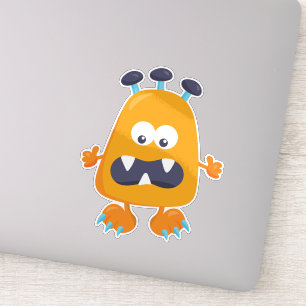 Cute Monster, Oranje Monster, Horns, Funny Monster Sticker