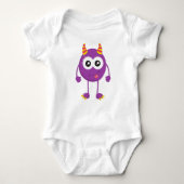 Cute Monster, Paarse Monster, Funny Monster, Horns Romper (Voorkant)