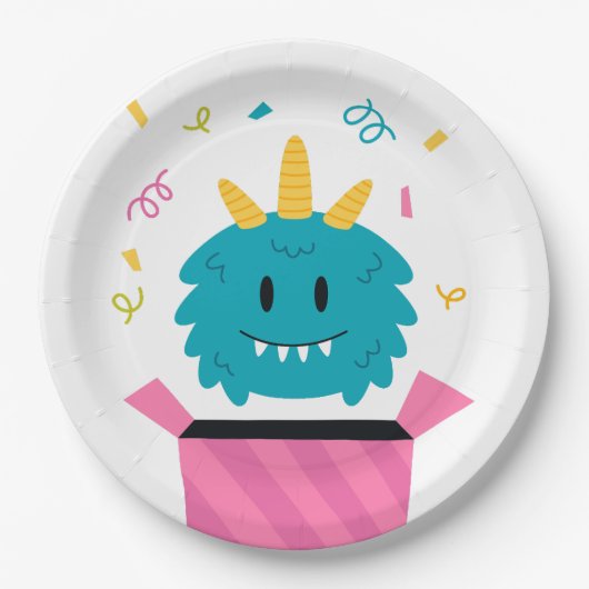 Cute monster papieren bordje (Voorkant)