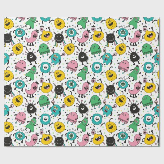 Cute Monster Pattern Cadeaupapier (Vlak)