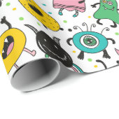 Cute Monster Pattern Cadeaupapier (Rol Hoek)