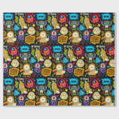 Cute Monster Pattern Wrapping Paper Cadeaupapier (Vlak)