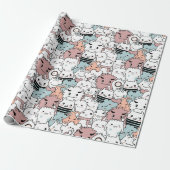Cute Monster Pattern Wrapping Paper Cadeaupapier (Uitgerold)