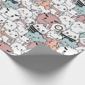 Cute Monster Pattern Wrapping Paper Cadeaupapier (Hoek)