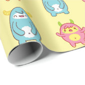 Cute Monster Pattern Wrapping Paper Cadeaupapier (Rol Hoek)
