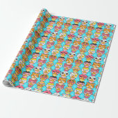 Cute Monster Pattern Wrapping Paper Cadeaupapier (Uitgerold)