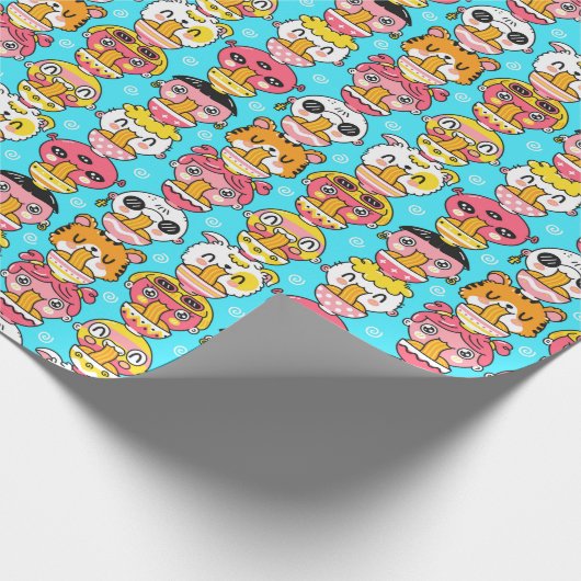 Cute Monster Pattern Wrapping Paper Cadeaupapier (Hoek)