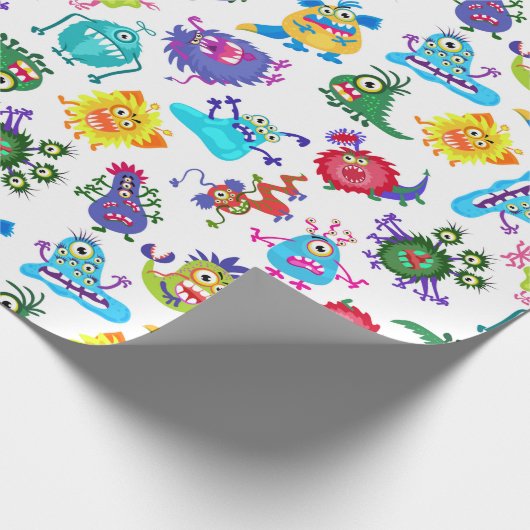 Cute Monster Pattern Wrapping Paper Cadeaupapier (Hoek)