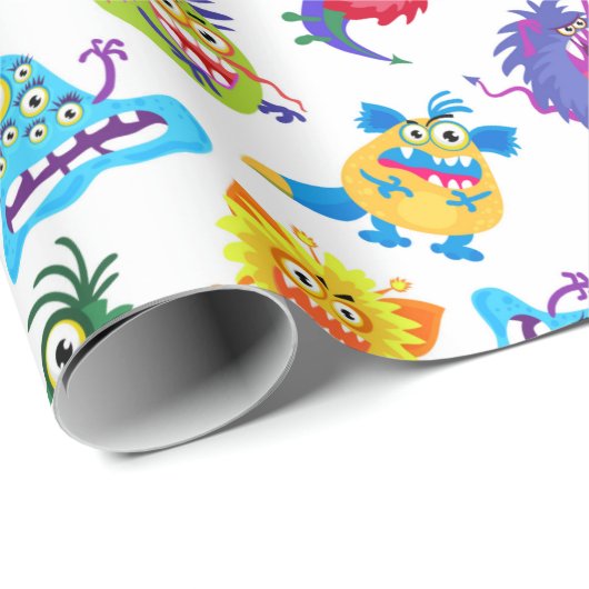 Cute Monster Pattern Wrapping Paper Cadeaupapier (Rol Hoek)