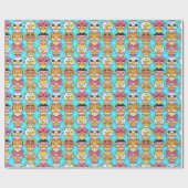 Cute Monster Pattern Wrapping Paper Cadeaupapier (Vlak)
