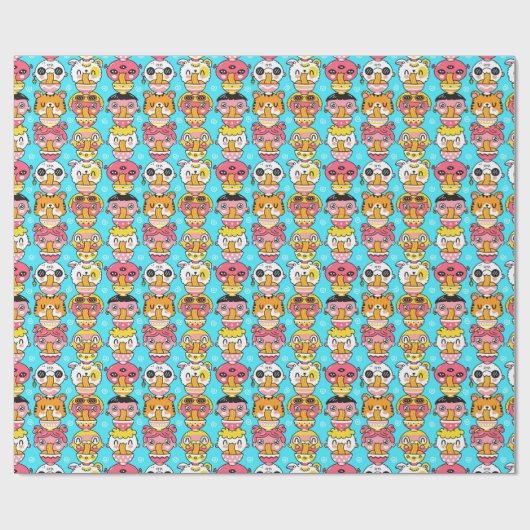 Cute Monster Pattern Wrapping Paper Cadeaupapier (Vlak)