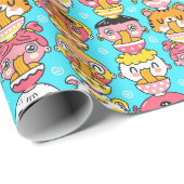 Cute Monster Pattern Wrapping Paper Cadeaupapier (Rol Hoek)