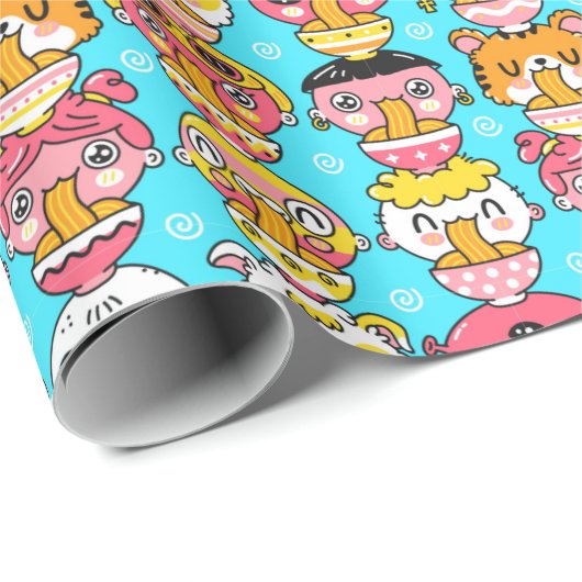 Cute Monster Pattern Wrapping Paper Cadeaupapier (Rol Hoek)